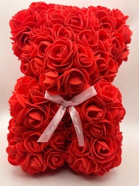 Red Rose Bear Floral Décor - Gift Accent